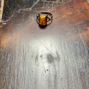 Silver ring with amber stone